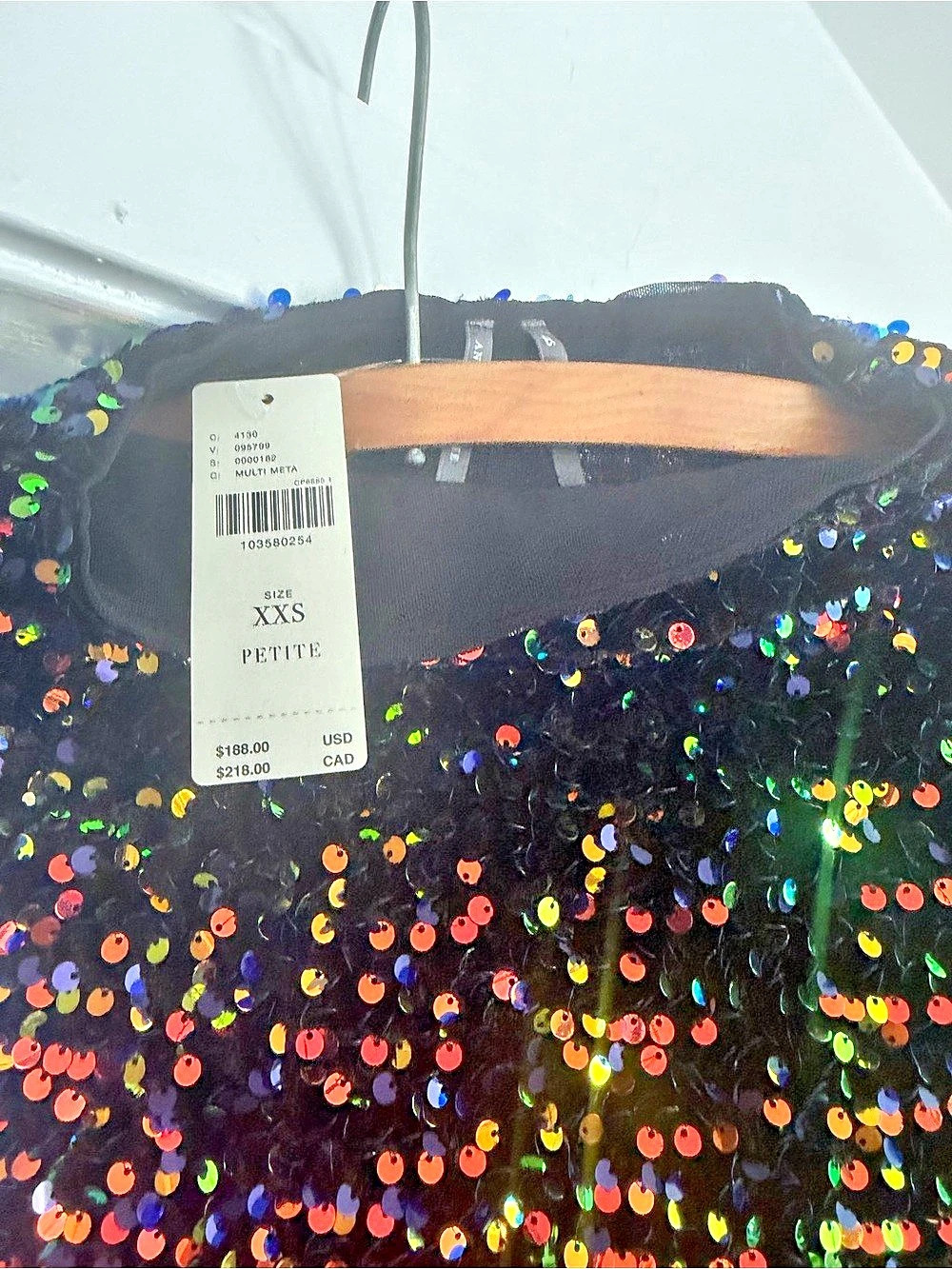 Nwt  Sequin Midi Dress in Black & Multicolor Size XXS - Picture 6 of 6